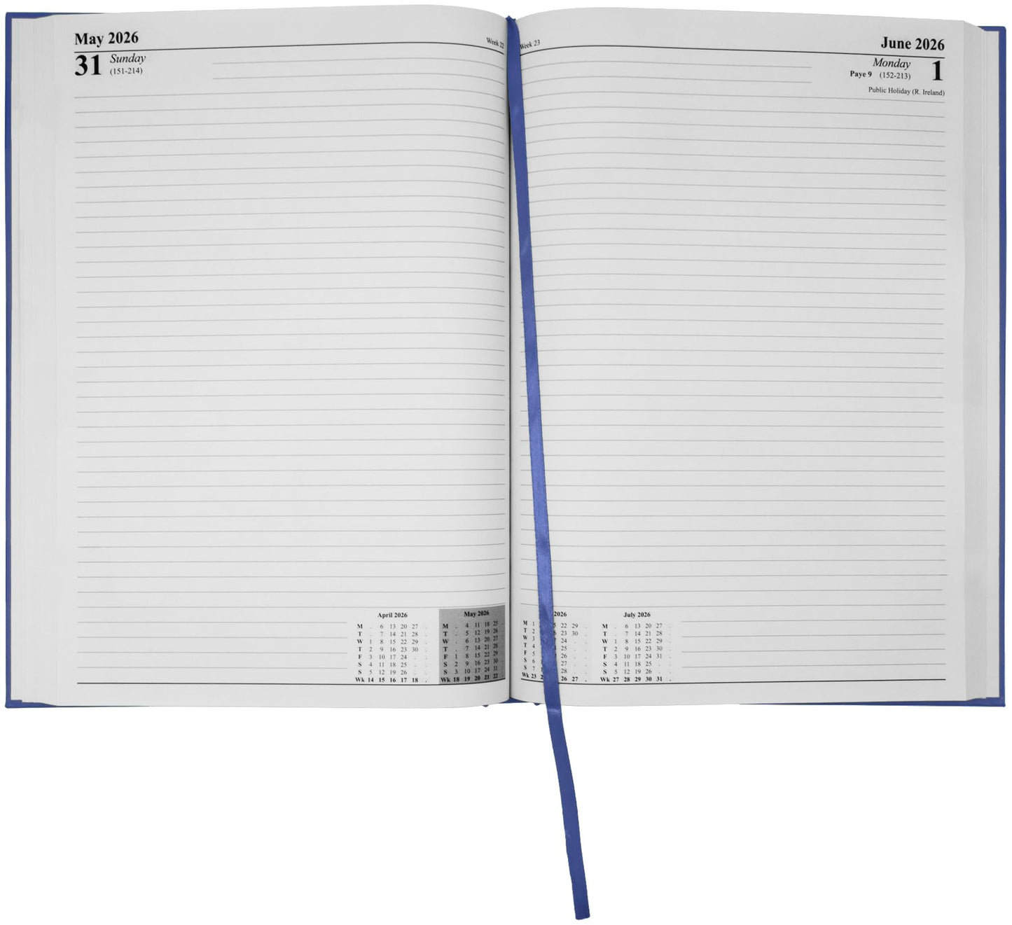 Star Note 2026 A5 Page a Day Diary Planner Daily Organiser - Navy
