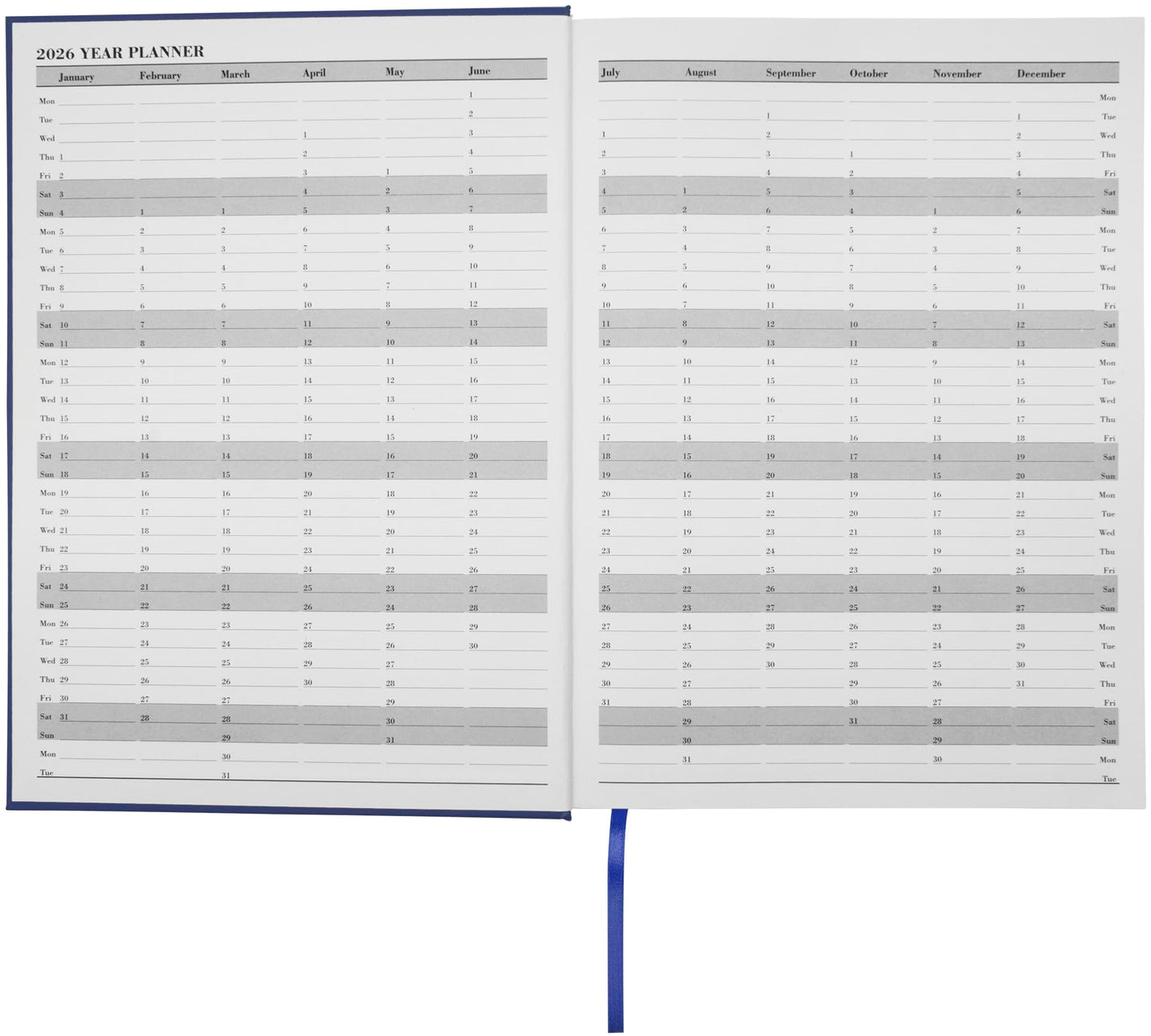Star Note 2026 A5 Page a Day Diary Planner Daily Organiser - Navy