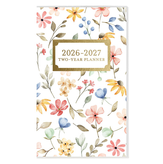 Graphique 2 Year Pocket Planner | 29 Month Organizer, Aug. 2025 – Dec. 2027 Year Planner | Monthly Calendar & Notes Spreads | Marked Holidays | Happy Floral | 9.53 × 15.24 cm
